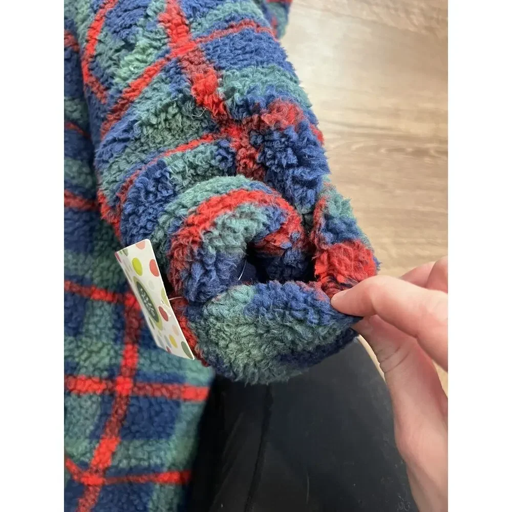 Little Me Plaid Fleece Jumpsuit- size 3-6 months